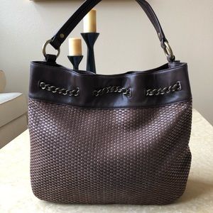 NWOT Talbots Leather & Woven Cloth Shoulder Bag